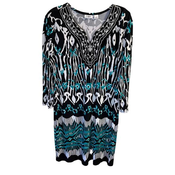 Cato Pullover Dress, Graphic design, Embroidery V-neck, L - Picture 1 of 9